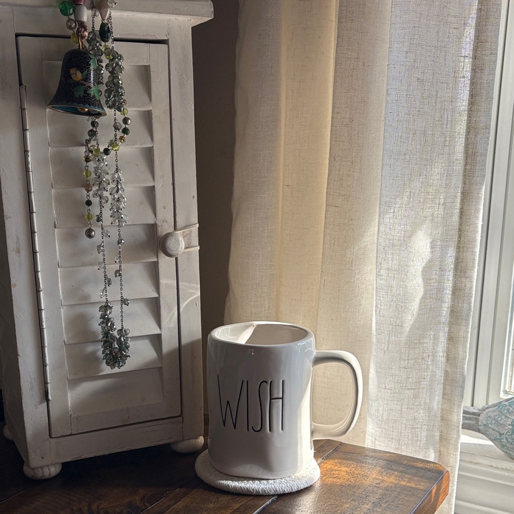 Rae Dunn ‘Wish’ White Ceramic Coffee Mug
